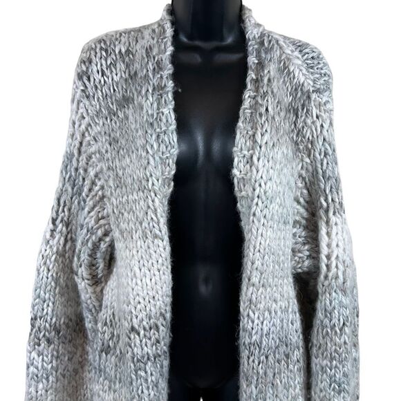 Extra Chunky Hand Knit Open Front Long Cardigan Sweater - Picture 2 of 10